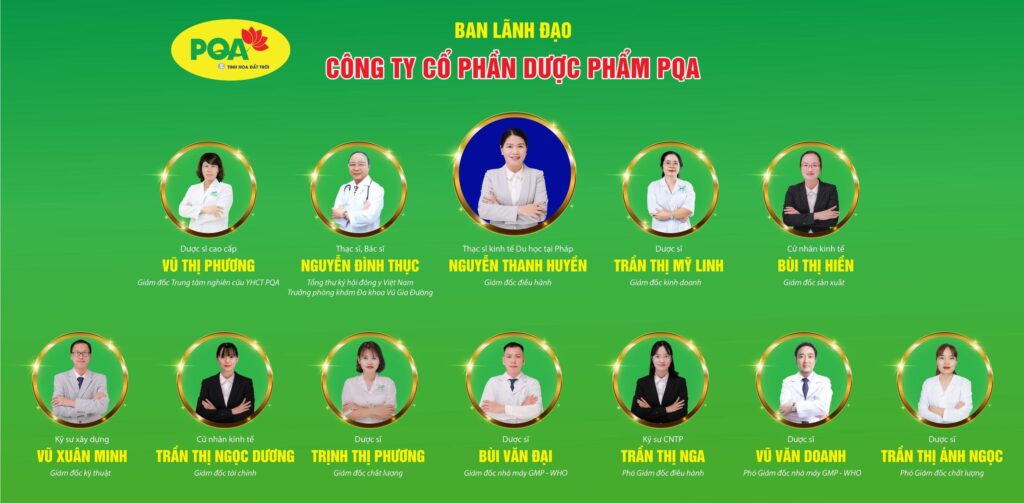 Ban lãnh đạo công ty cổ phần Dược phẩm PQA