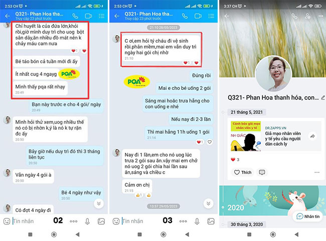 Review chị Hoa về Nhuận tràng PQA