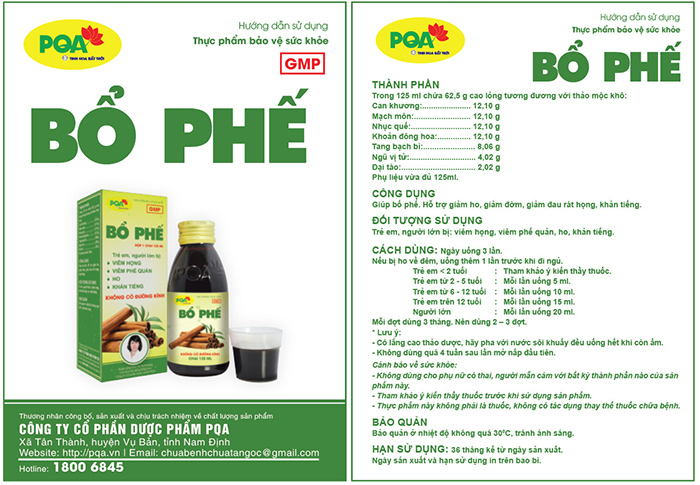 hướng dẫn sử dụng pqa bổ phế không đường