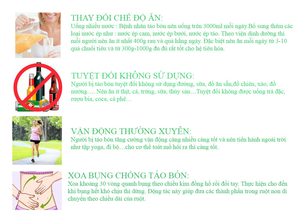 giải pháp cho người bị táo bón