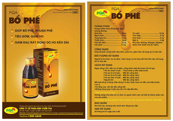 hướng dẫn sử dụng pqa bổ phế