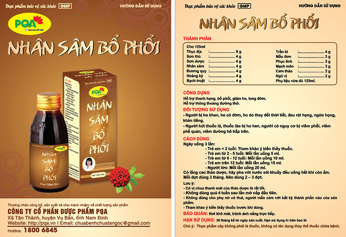 hướng dẫn sử dụng pqa nhân sâm bổ phổi