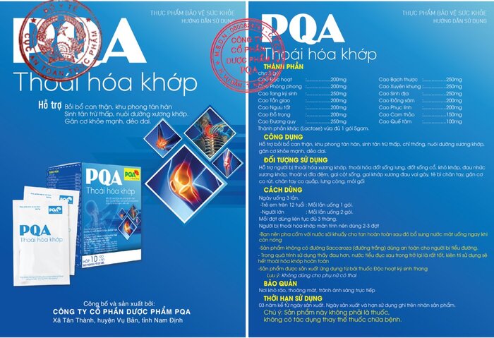 hướng dẫn sử dụng thoái hoá khớp pqa