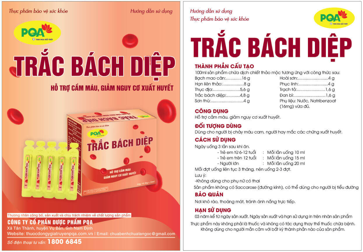 hdsd pqa trắc bách diệp